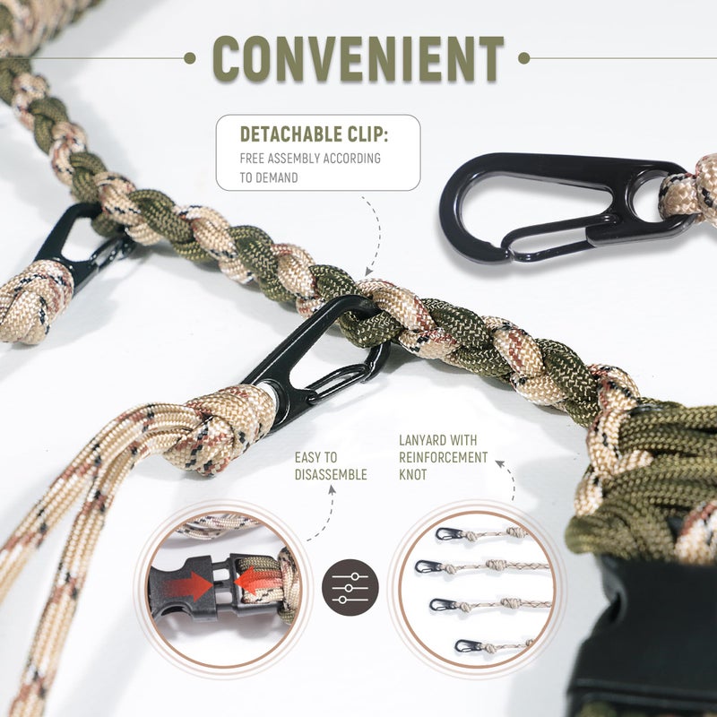 GLORYFIRE Duck Call Lanyard with Removable Drops Secures 5 Call Premium Military Grade Real Nylon Game Call Lanyard Hand Braided Camo 550LB Paracord Goose Calls for Hunting Predator Ducks Dog Whistle - Image 3